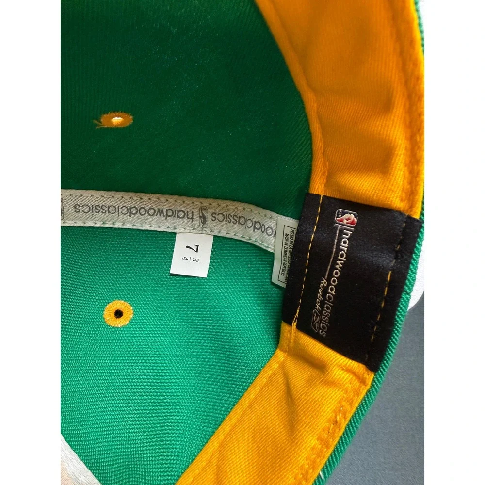 Reebok Boston Celtics Hat Mens 7 3/4 Green Yellow Hardwood Classics Fitted Mesh